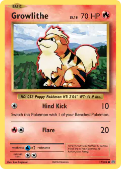 Growlithe 17/108 Common card from Evolutions