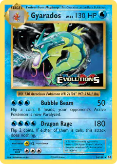 Gyarados 34/108 Rare Holo card from Evolutions