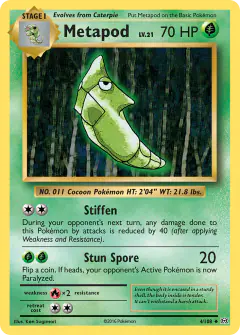 Metapod 4/108 Uncommon card from Evolutions
