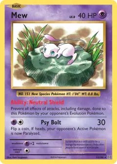 Mew 53/108 Rare Holo card from Evolutions