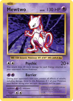 Mewtwo 51/108 Rare card from Evolutions