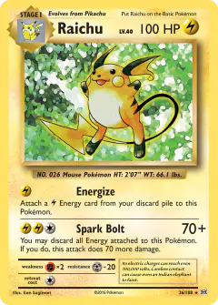 Raichu 36/108 Rare Holo card from Evolutions