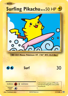 Surfing Pikachu 111/108 Rare Secret card from Evolutions