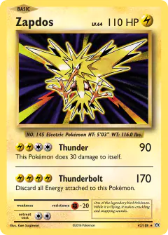 Zapdos 42/108 Rare Holo card from Evolutions