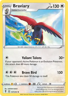 Braviary 137/203 Uncommon card from Evolving Skies