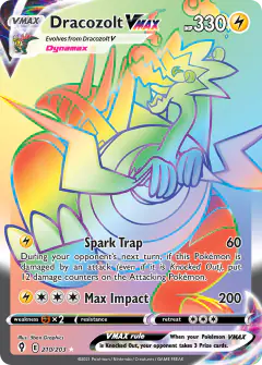 Dracozolt VMAX 210/203 Rare Rainbow card from Evolving Skies