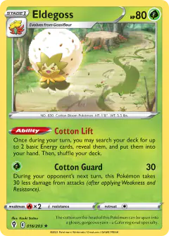 Eldegoss 016/203 Rare Holo card from Evolving Skies