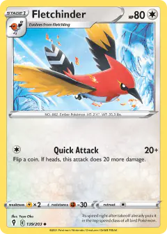 Fletchinder 139/203 Uncommon card from Evolving Skies
