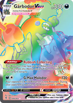 Garbodor VMAX 216/203 Rare Rainbow card from Evolving Skies