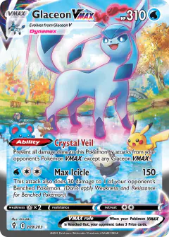 Glaceon VMAX 209/203 Rare Rainbow card from Evolving Skies