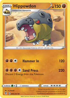 Hippowdon 085/203 Uncommon card from Evolving Skies