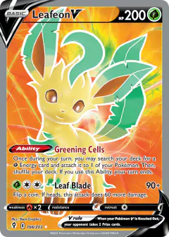 Leafeon V 166/203 Rare Ultra card from Evolving Skies