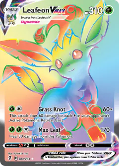 Leafeon VMAX 204/203 Rare Rainbow card from Evolving Skies