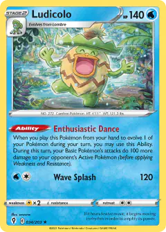 Ludicolo 034/203 Rare Holo card from Evolving Skies