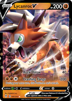 Lycanroc V 091/203 Rare Holo V card from Evolving Skies