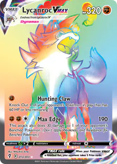 Lycanroc VMAX 213/203 Rare Rainbow card from Evolving Skies