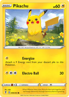 Pikachu 049/203 Common card from Evolving Skies