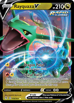 Rayquaza V 110/203 Rare Holo V card from Evolving Skies