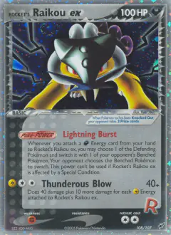 Rocket's Raikou ex 108/107 Rare Secret card from EX Deoxys