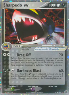 Sharpedo ex 104/107 Rare Holo EX card from EX Deoxys