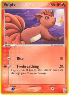 Vulpix 7/12 Common card from EX Trainer Kit 2 Minun
