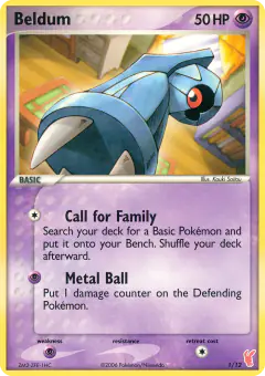 Beldum 1/12 Common card from EX Trainer Kit 2 Plusle