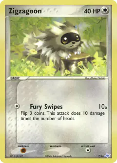 Zigzagoon 7/10 Common card from EX Trainer Kit Latios