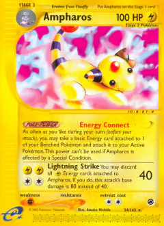 Ampharos 34/165 Rare card from Expedition Base Set