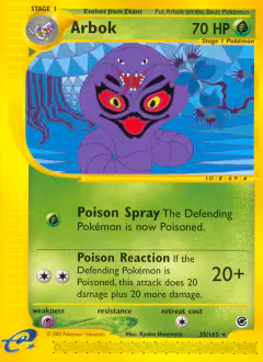 Arbok 35/165 Rare card from Expedition Base Set