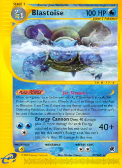 Blastoise 37/165 Rare card from Expedition Base Set