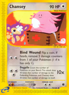 Chansey 72/165 Uncommon card from Expedition Base Set