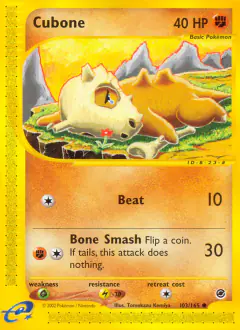 Cubone 103/165 Common card from Expedition Base Set