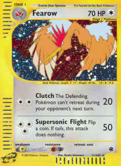 Fearow 11/165 Rare Holo card from Expedition Base Set