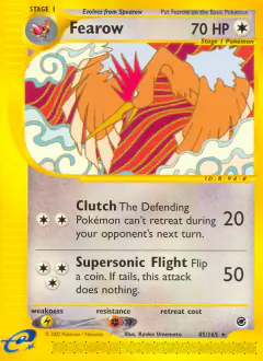Fearow 45/165 Rare card from Expedition Base Set