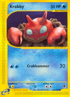 Krabby 115/165 Common card from Expedition Base Set
