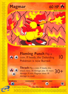 Magmar 86/165 Uncommon card from Expedition Base Set