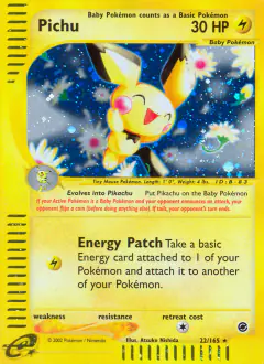 Pichu 22/165 Rare Holo card from Expedition Base Set