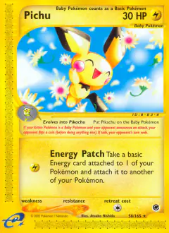 Pichu 58/165 Rare card from Expedition Base Set