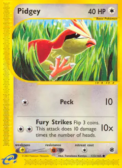 Pidgey 123/165 Common card from Expedition Base Set