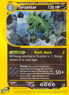 Tyranitar 66/165 Rare card from Expedition Base Set