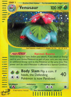 Venusaur 30/165 Rare Holo card from Expedition Base Set