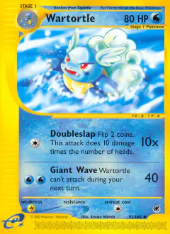 Wartortle 92/165 Uncommon card from Expedition Base Set