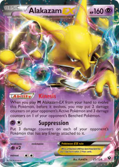 Alakazam-EX 25/124 Rare Holo EX card from Fates Collide