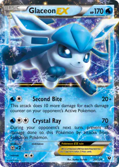 Glaceon-EX 20/124 Rare Holo EX card from Fates Collide