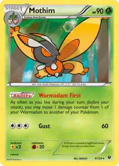 Mothim 4/124 Rare card from Fates Collide