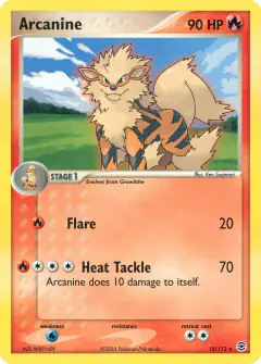 Arcanine 18/112 Rare card from FireRed & LeafGreen