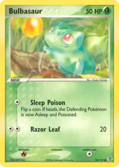 Bulbasaur 54/112 Common card from FireRed & LeafGreen