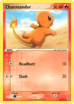 Charmander 58/112 Common card from FireRed & LeafGreen