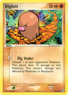 Diglett 61/112 Common card from FireRed & LeafGreen
