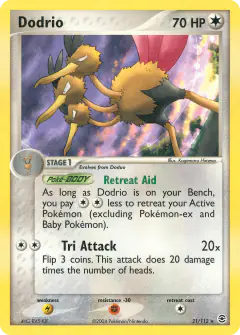 Dodrio 21/112 Rare card from FireRed & LeafGreen
